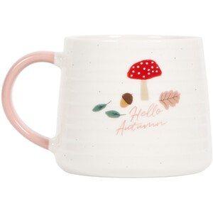 Hello Autumn Ribbed Mug - White by The Fall Collection
