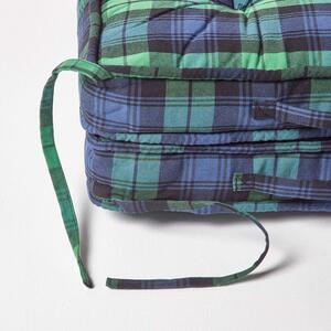 Black Watch Tartan Cotton Travel Support Booster Cushion - Black Watch by Homescapes