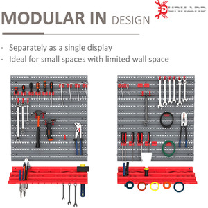 DURHAND 54 Piece On Wall Tool Equipment Holder - Grey and red by DURHAND
