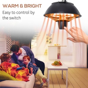 600W Halogen Ceiling Patio Heater - Black