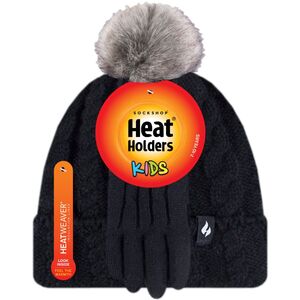 Heat Holders Girls Bobble Pom Pom Thermal Hat and Gloves Set by Heat Holders