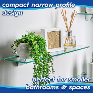 Floating Glass Bathroom Wall Shelves - 60cm - Chrome / 1 by Harbour Housewares