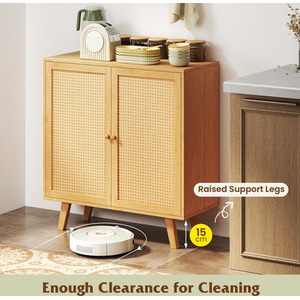 Bamboo Buffet Cabinet Sideboard Cabinet - Brown by Costway