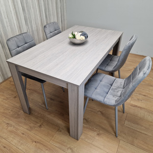 Grey Dining Table Set With 4 Grey Velvet Tufted Chairs - Grey by KOSY KOALA