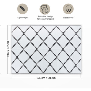 Patterned Outdoor Reversible Garden Rug - Black & White by Relsy