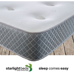 Nebraska Hand-Tufted Memory Foam with Open Coil Spring Mattress - Grey / Double by Starlight Beds