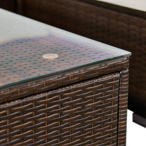 7 Piece Large Rattan Outdoor Garden Furniture Set, Lounge Set, Garden Sofa - Brown by Teamson Home