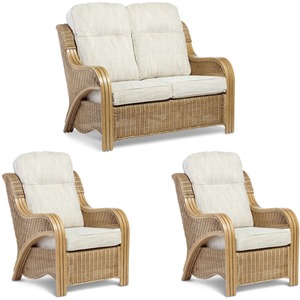 Opera Conservatory Furniture Set 2 Seater Sofa and Chairs in Jasper - Light Oak by Desser