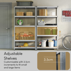 5 Tier Heavy Duty Adjustable Steel Garage Shelving Unit - 875kg Weight Capacity - Galvanised / 30cm by Vida Designs
