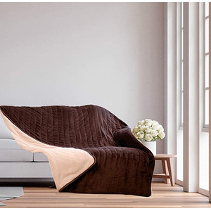 Homefront Electric Heated Throw Over Blanket in Chocolate and Cream - Chocolate & Cream by Homefront