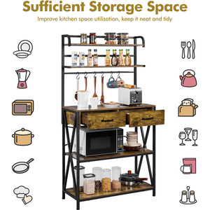 5 Tier Kitchen Bakers Rack with 2 Drawers - Rustic Brown by Yaheetech