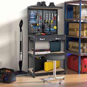 Workbench with Pegboard - Blue by Costway