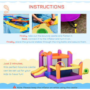 Outsunny Kids Bounce Castle 3 in 1 Trampoline Slide - Purple by Outsunny