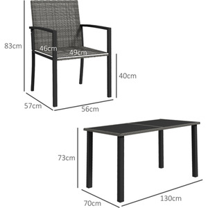 Outsunny 5 Pieces Rattan Garden Furniture Set - Grey by Outsunny