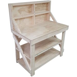 Plywood Top Workbench With Back Panel And Double Shelf by Arbor Garden Solutions