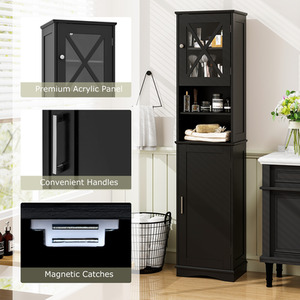 Freestanding Narrow Corner Floor Cabinet - Black by Costway