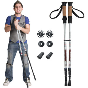 2 Pcs Collapsible Walking Stick - Silver by Costway