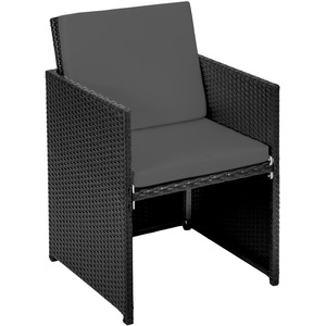 New York Rattan Garden Furniture Set with Protective Cover - Black by tectake