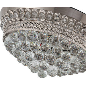 Ceiling Fan Light with Round Crystal-Encrusted Shade - Silvery White by Livingandhome
