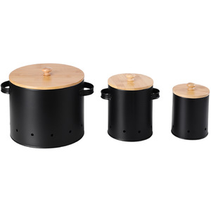 Kitchen Potato Onion Garlic Storage Bin Set with Peeler - Black by Livingandhome