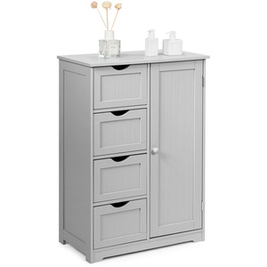 Bathroom Floor Cabinet Storage Organizer - Grey by Costway