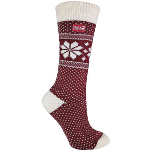 Ladies Vintage Nordic Fairisle Style Winter Wool Blend Socks - Red by THMO
