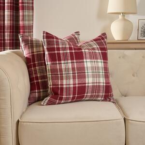 Pack Of Dorset Woven Check Filled Cushions - Red / 4 by OHS