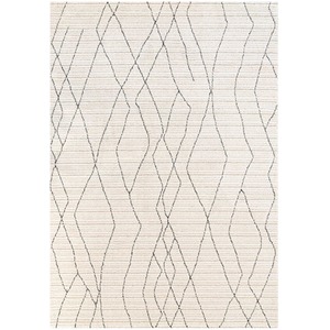Beige Abstract Linear Moroccan Berber Area Rug by The Rug House