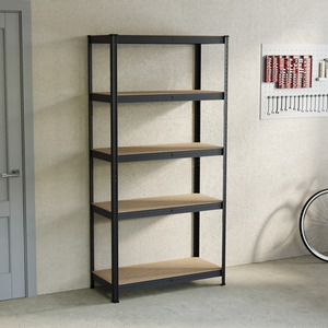 5 Tier Heavy Duty Adjustable Steel Garage Shelving Unit - 875kg Weight Capacity - Black / 30cm by Vida Designs