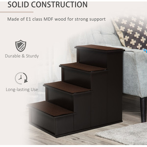 PawHut 4 Step Cushioned Pet Stairs - Brown by PawHut
