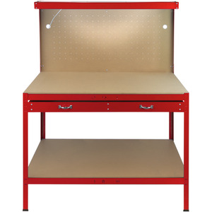 Workbench with Pegboard, Drawer and Light - Red by Monster Racking