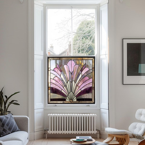 Zungri Art Deco Stained Glass Privacy Window Film - Pink / 55cm by Creative Printing Solutions