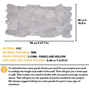 3D Wall Panels (96x48 cm) PVC Cladding Panel Wild Stone Effect by NOVECRAFTO