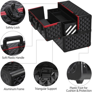 Professional Cosmetic Case with Customizable Sections - Black by Yaheetech