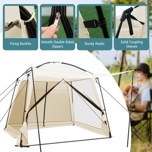 6-8 Person Portable Camping Tent - Beige by Costway