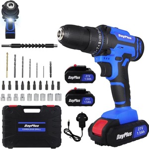 Cordless Power Drill with 2 Batteries Set - Blue