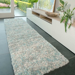 Duck Egg Blue Grey Mottled Shaggy Area Rug by The Rug House