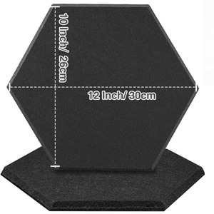 Set Of 12 Hexagon Self Adhesive Acoustic Wall Panels Tiles - Black by Gr8 Home