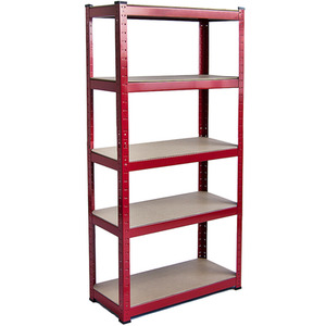 5 Tier Heavy Duty Adjustable Steel Garage Shelving Unit - 875kg Weight Capacity - Red / 30cm by Vida Designs