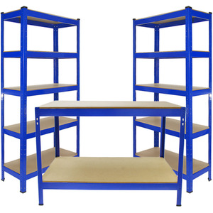 Monster Racking 2x T Rax 75cm Blue and Metal Storage Workbench - Blue by Monster Racking