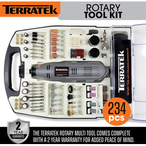 Rotary Tool Kit and Accessories 135W Variable Speed - Grey by Terratek