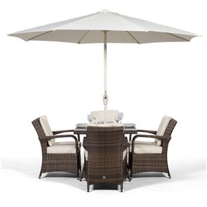 Arizona Square Rattan Patio Dining Set with Ice Bucket Drinks Cooler - Brown / 4 by Giardino