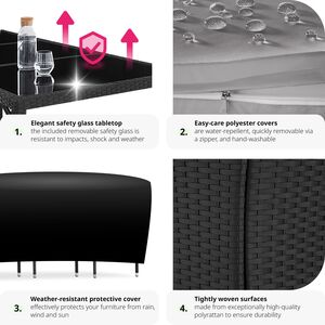 Rattan Garden Furniture Set 81 With Protective Cover - Black/Grey by tectake