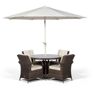 Arizona Round Rattan Patio Dining Set - Brown / 7 by Giardino