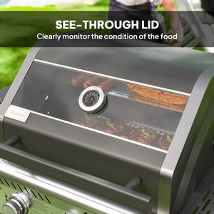 Outsunny 3 Burner Gas BBQ Trolley with See-through Lid - Black by Outsunny