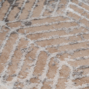 Warm Beige Grey Distressed Abstract Geometric Motif Area Rug by The Rug House