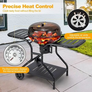 2 Layer Racks Charcoal Barbecue with Grill - Black by Wyld and Coco