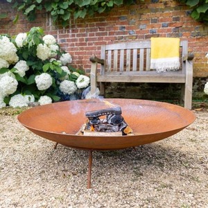 Pre-Rusted Corten Steel Fire Pit and Water Bowl - Rust / 80cm by Primrose