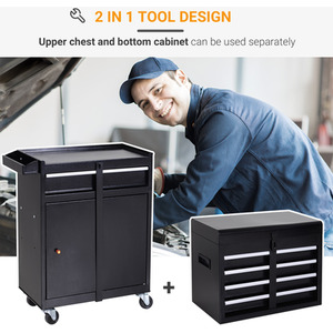 DURHAND 2 in 1 Metal Tool Cabinet Storage Box - Black by DURHAND