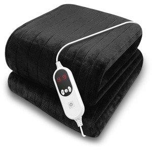 Heated Throw Electric Fleece Blanket - Black by Purus